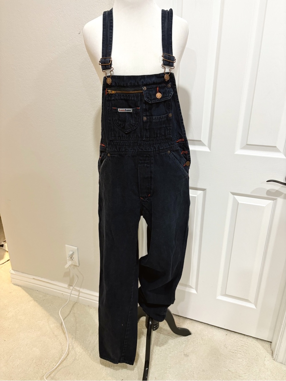 London London 80s/90s Cotton Denim Women’s Dark Boue Denim Wash Overalls Medium